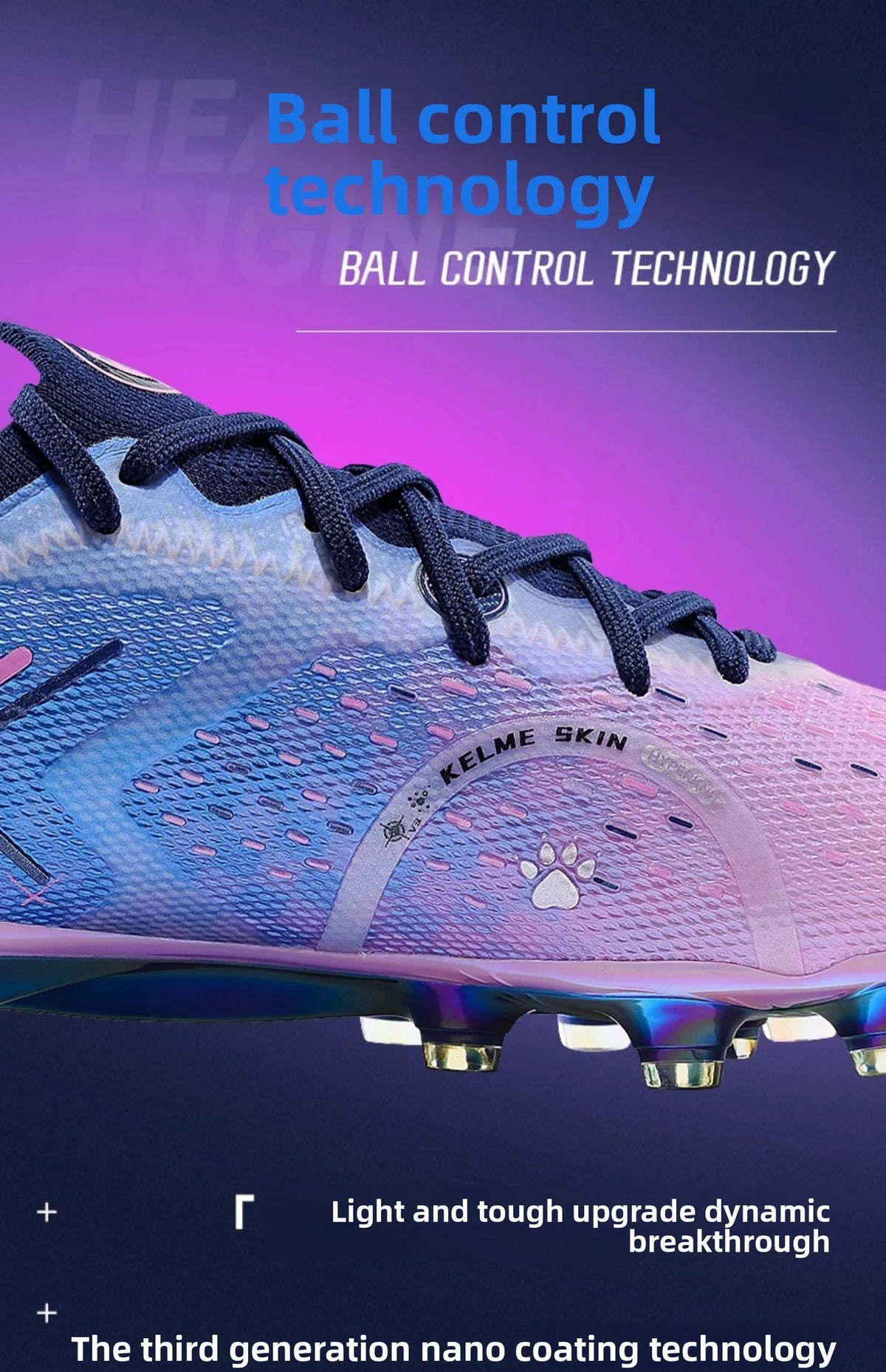 KELME FG Professional Soccer Shoes with Long Nails Natural Grass Professional Match Football Boots Indoor Anti Slip Soccer shoes