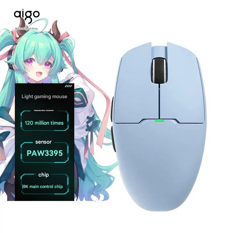 Aigo GM80 PLUS PRO Wireless Gaming Mouse, Bluetooth PAW3395/PAW3311 Lightweight Three-Mode Gaming Mouse with 1000Hz Polling Rate
