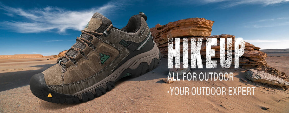 HIKEUP New High Quality Men Hiking Shoes Durable Leather Climbing Shoes Outdoor Walking Sneakers Rubber Sole Factory Outlet
