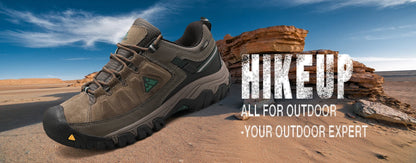 HIKEUP New High Quality Men Hiking Shoes Durable Leather Climbing Shoes Outdoor Walking Sneakers Rubber Sole Factory Outlet