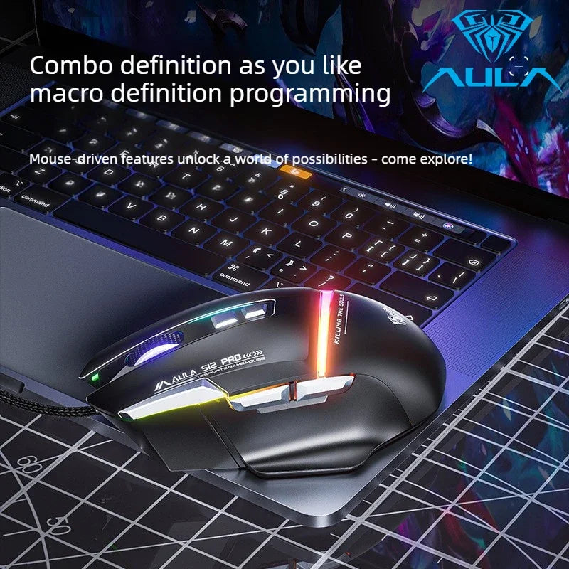 Promoção Especial Rato Gaming com Fio AULA S12 Pro 12800 DPI, Retroiluminação RGB, 8 Botões Programáveis, Ergonómico, para PC e Portátil