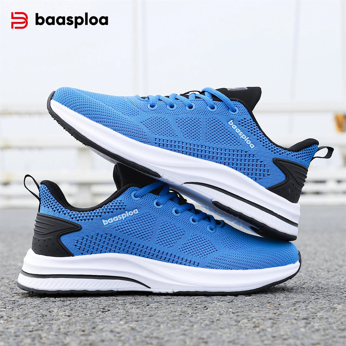 Baasploa Men Running Shoes Brand Male Designer Mesh Casual Sneakers Lightweight Lace-Up New Male Outdoor Sports Tennis Shoe