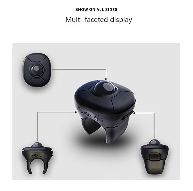 Novo Rato Trackball de Dedo em Anel 2.4G+Bluetooth Sem Fios com Controlo Remoto para Vídeos Curtos/PPT/Discursos/Ecrãs de Veículos