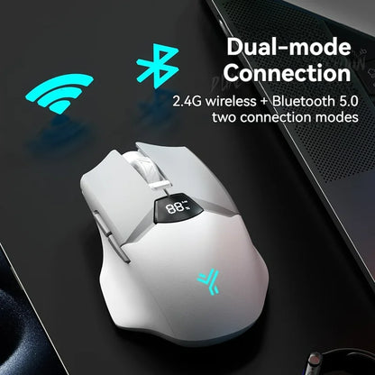 Rato sem fios 2.4G Bluetooth com ecrã de visualização, bateria de grande capacidade de 600mAh e botões de toque leve para gaming e escritório