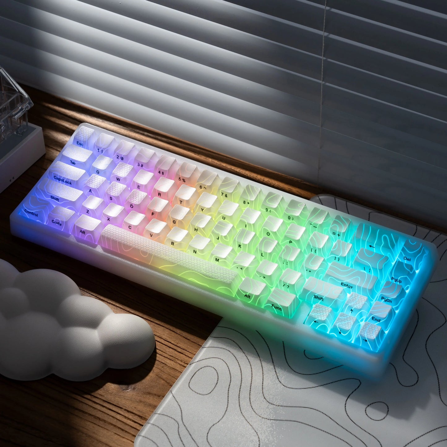 Teclado mecânico XVX M67 JadeStone com teclas IMD-Tech, hot-swappable, gasket, tri-mode, RGB personalizado, sem fios, 65%