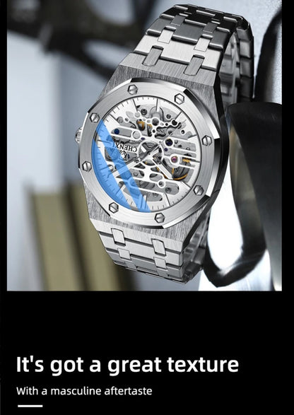 CHENXI Automatic Mens Watches Waterproof Business Stainless Steel Sport Mens Watches Top Brand Mechanical Tourbillon Wrist Watch