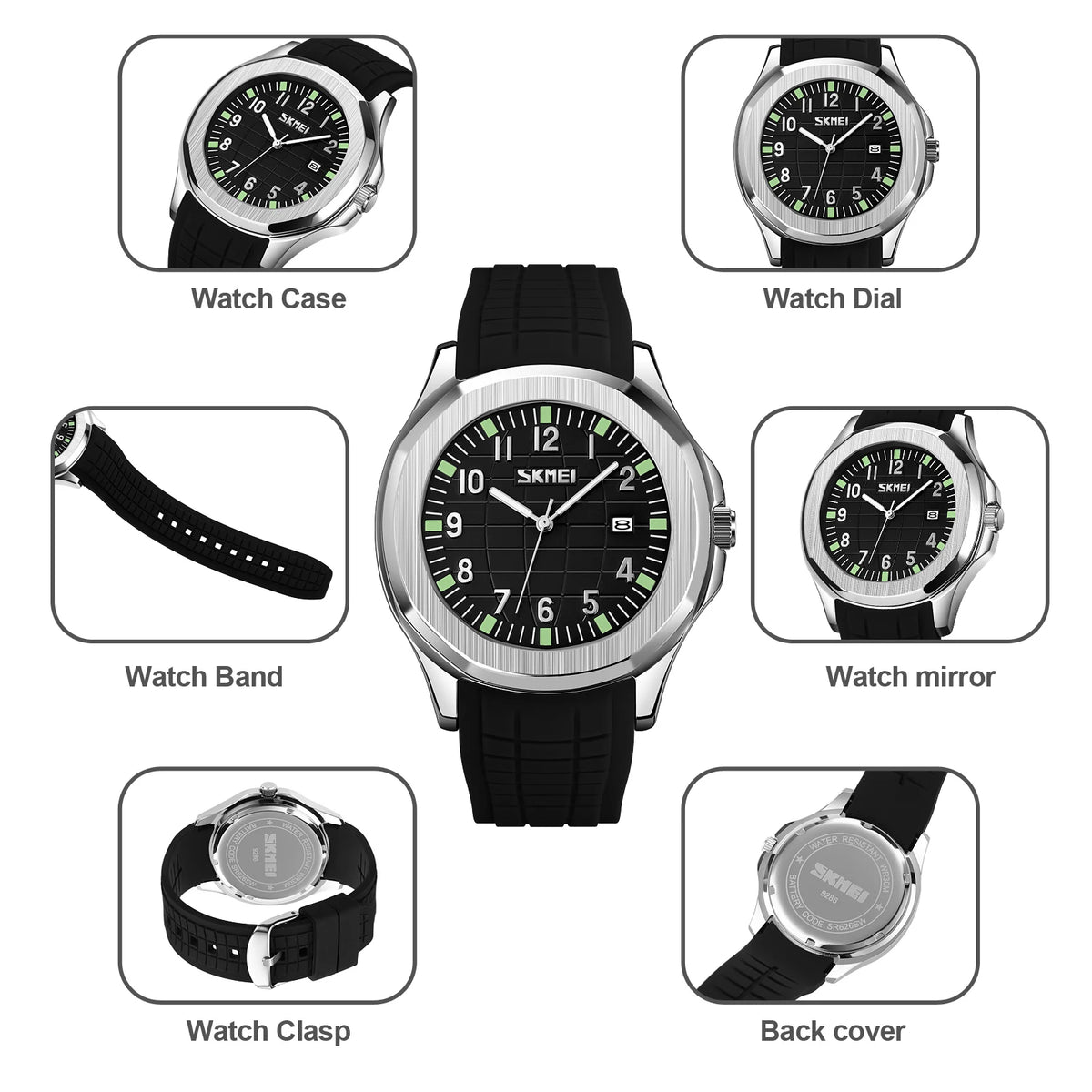 Skmei 9286 Top Brand Luxury Date Sports Silicone Watches Clock For Men Male Relogio Masculino Quartz Movement Wristwatches