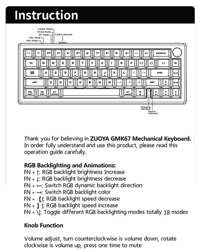 GMK67 Mechanical Keyboard KIT Bluetooth 5.0/2.4G Wireless/Wired Gasket-mounted Gaming Keyboard Customizable Keyboards KIT