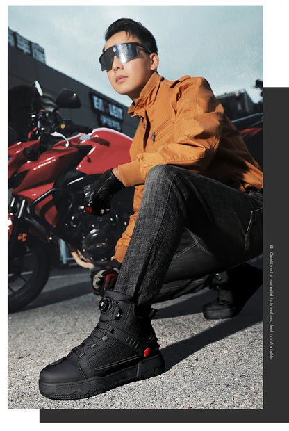 Motorcycle Boots Men Biker Shoes Moto Sneaker Microfiber Leather Adventure Motocross Shoes Anti-slip Motorcycle Equipment