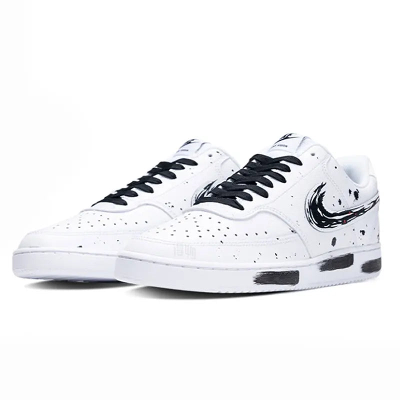Custom Sneakers Nike Court Vision 1 Low Ink Wash Chinese Style Splatter Wear-Resistant Men's Skate Shoes