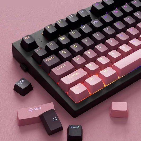 Black Pink Gradient Keycaps For Cherry MX Switch Mechanical Keyboard OEM Profile PBT Keycap Backlit RGB Gamer ISO Layout Key Cap