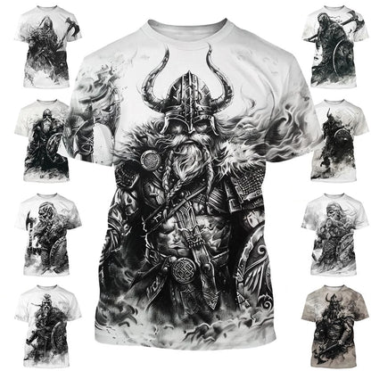 Tricou 3D nou pentru bărbați, cu mânecă scurtă, model tatuaj cu linii negre și albe, top street hip-hop Harajuku cool