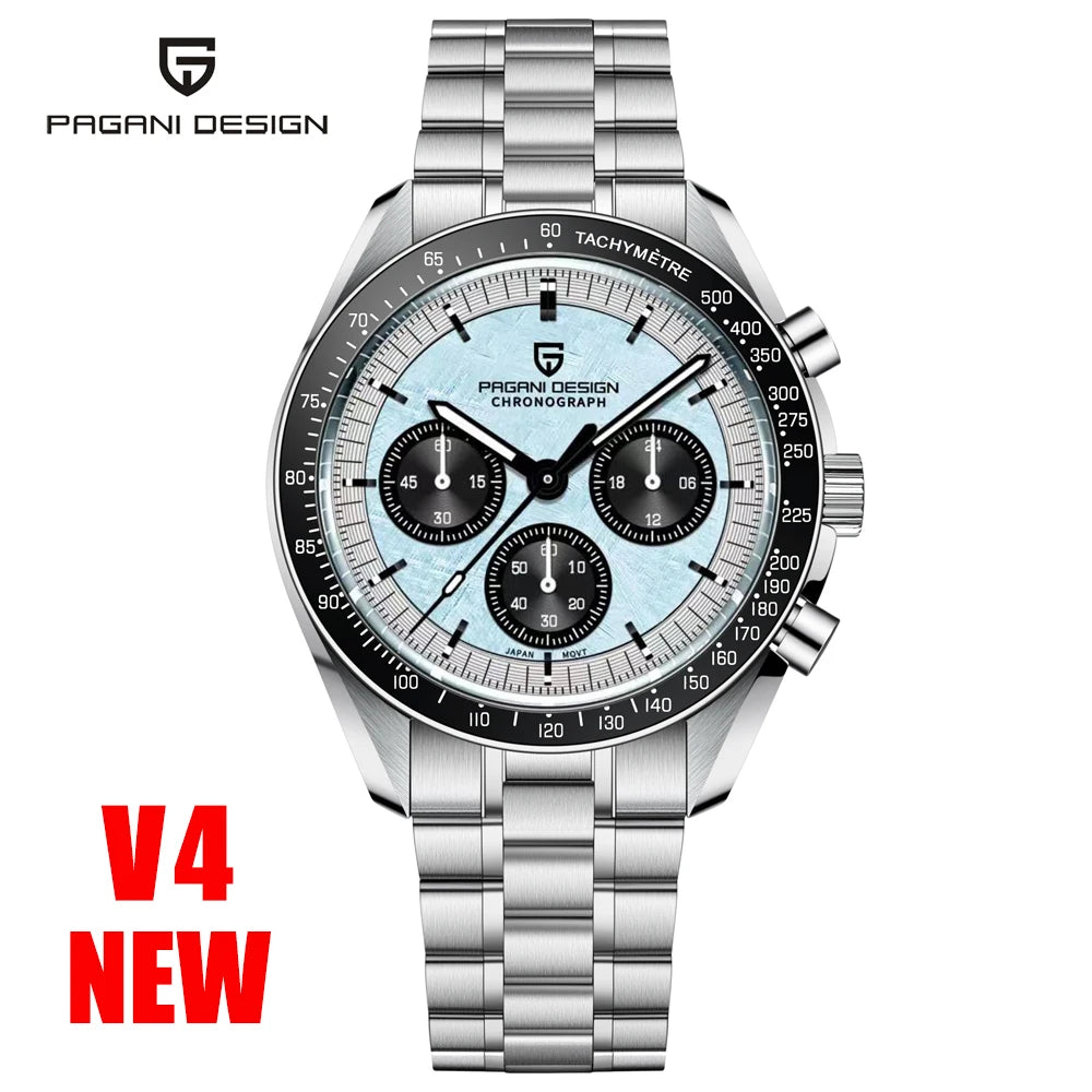 PAGANI DESIGN 2026 New Saturn Men's Watches Quartz Watch For Men Light Tan Sport Chronograph AR Sapphire Crystal Wrist Watch Men