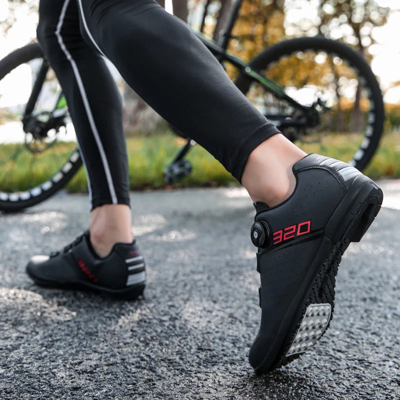 Professional Cycling Shoes Rubber Outsole Knob Buckle Shoes MTB Women Lockless Indoor Cycling Men Cross-Country Cycling Shoes