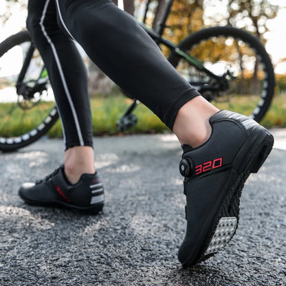 Professional Cycling Shoes Rubber Outsole Knob Buckle Shoes MTB Women Lockless Indoor Cycling Men Cross-Country Cycling Shoes