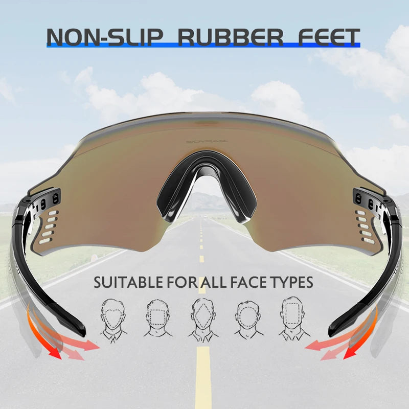 KAPVOE Outdoor Photochromic Cycling Sunglasses Men Road Driving Bike Glasses Sports Hiking Women Bicycle Cycling UV400 Goggles