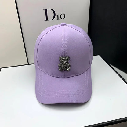 Fashion designer Summer Baseball Cap for Women Korean Wild Bear Rhinestone Caps SunHats Street Kpop Outdoor Visors Hip hop Hat