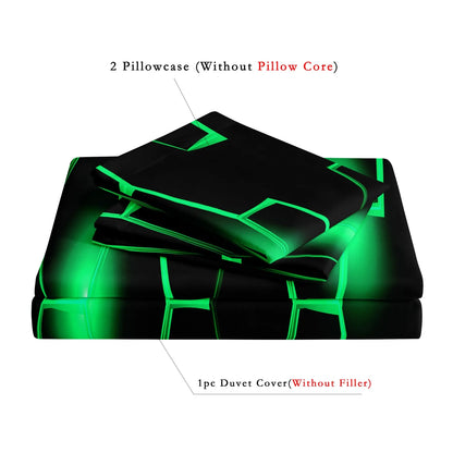 3pcs Geometric 3D Hexagonal Honeycomb Pattern Duvet Cover Set, Digital Print Colorful Polyester Bedding with Zipper Closure