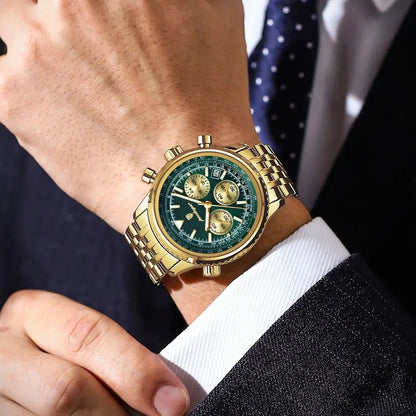 POEDAGAR Trendy Man Watch Chronograph Date Waterproof Luminous Men's Watches Stainless Steel Quartz Sports Luxury Man Wristwatch