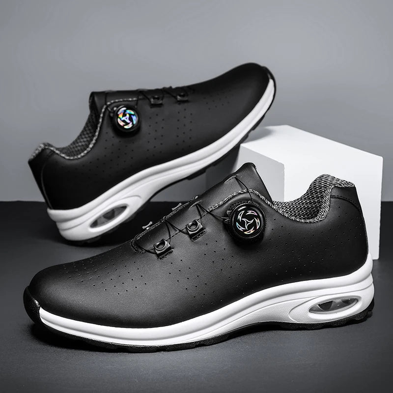 Golf Shoes Air Cushion Men Sports Running Driving Shoes Breathable Lightweight Comfortable Athletic Nonskid Rotating Sneakers