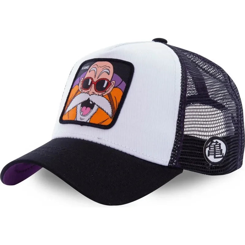 Casquette Dragon Ball Son Goku pour l'été : casquette de voyage à visière, pour homme, brodée, style hip-hop, visière pare-soleil, casquette trucker ajustable en maille