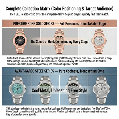 OBLVLO Men's Rose Gold Brown Dial Bracelet Watch with Date Swiss Quartz Movement Elegant Dress Watch for Gentlement FM-YWL-S
