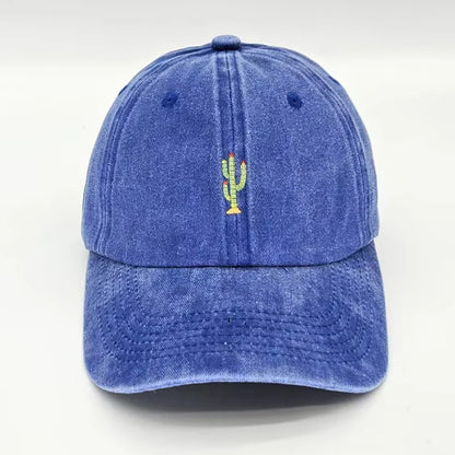 Casquette de baseball vintage souple avec broderie « Mini Cactus » pour homme et femme, effet délavé, pour le sport, la pêche, papa, visière, été, automne, casquette à visière