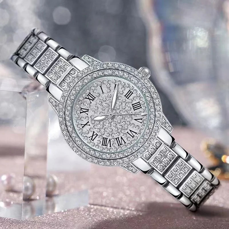 Luxury Shiny Fine Zircon Quartz Watch Elegant All-Star Jewels Women Mechanical Wristwatches Fashion Folding Wrist Watches Buckle