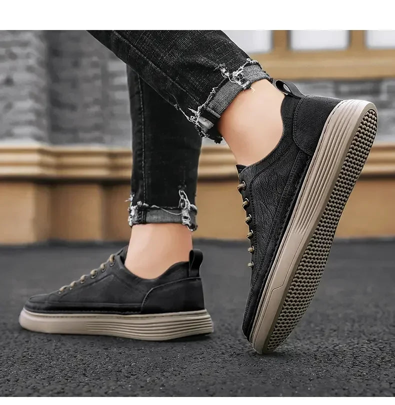Classic Men's Sneakers Platform Slip on Casual Shoes for Men Leather Sneakers New Comfort Flat Shoes Spring Men's Loafers Shoes