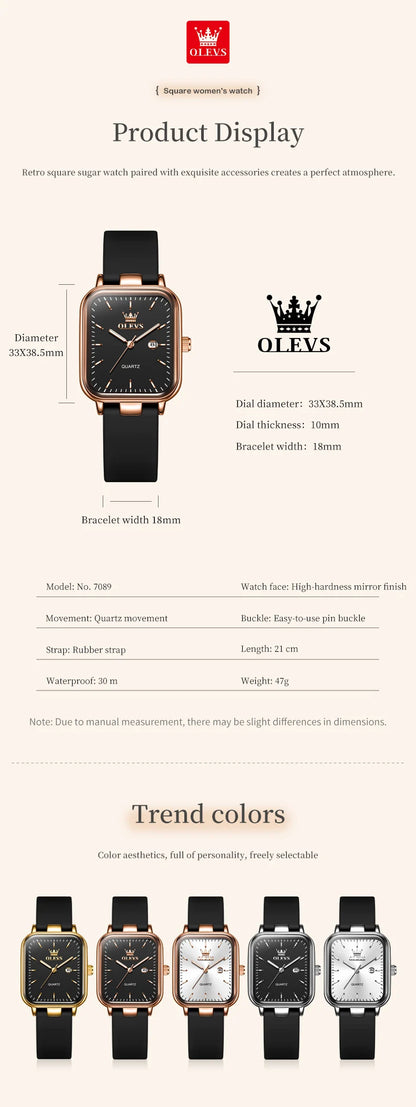 OLEVS 7089 Watch For Women Top Brand Calendar Quartz Woman Watch Waterproof Luminous Simple Fashion Elegant Ladies Hand Clock