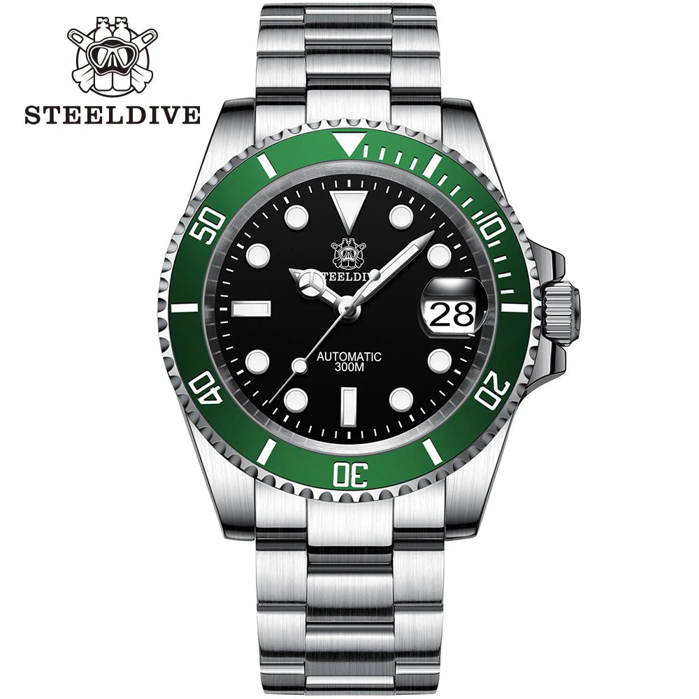 Steeldive Brand Watch SD1953 Water Ghost Diver Watch Men 300M Waterproof Sapphire Glass BGW9 Luminous NH35 Automatic Dive Watch