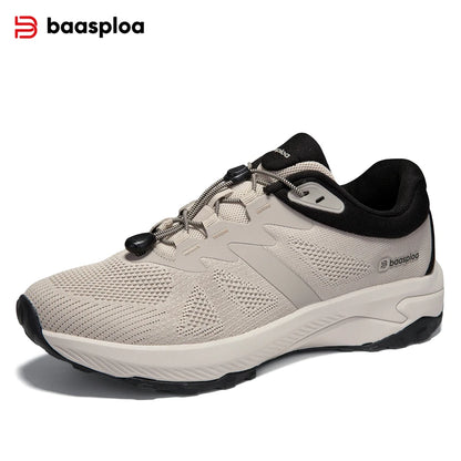 Baasploa Hiking Shoes Men Outdoor Waterproof Camping Resistant Non Slip Sneakers Male Casual Lightweight Lace-Up Walking Shoes