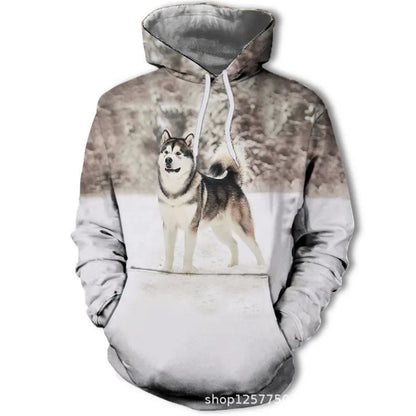 New Fashion Animal 3D Printed Hoodie Men and Women Personalized Design Sweatshirt Snow Double Wolf Harajuku Oversized Hoodie