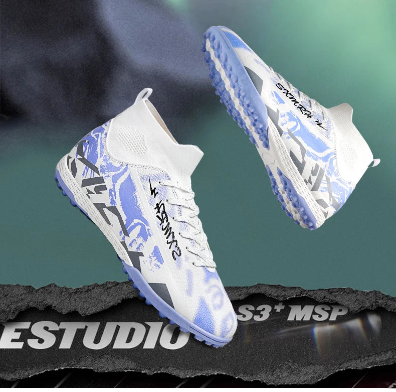 Double Star Men's High-Top TF Turf Football Boots, Youth & Student Edition, Adult & Kids, Professional Match & Training Soccer S