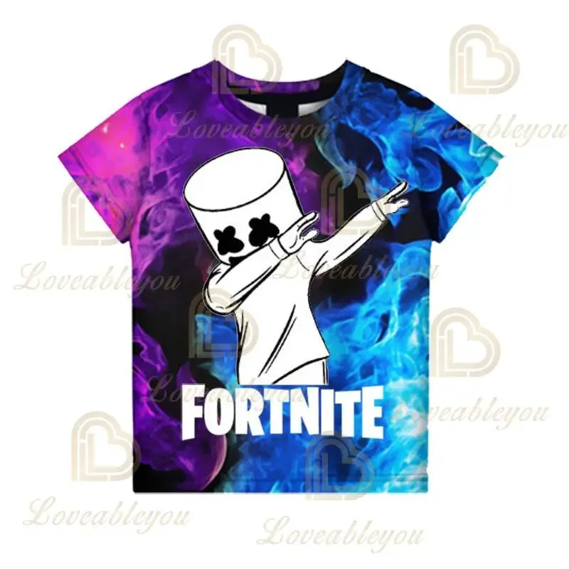 New Fortnite Summer T Shirt Boys Cartoon Cute Tee Short Sleeve Shirt Men Women Children Tshirts Teenager Tee Streetwear Tops