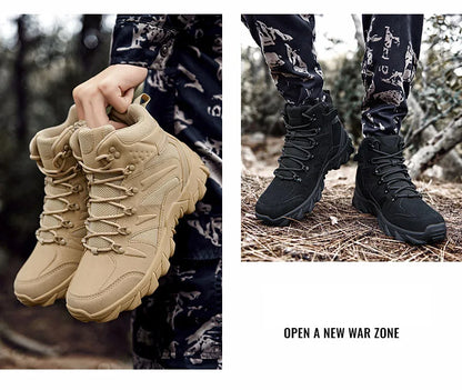 Botas Táticas de Combate Melhoradas para Homem, Calçado Outdoor de Treino, Campismo, Antidesgaste, Resposta Rápida, Caminhada, Pesca e Caça