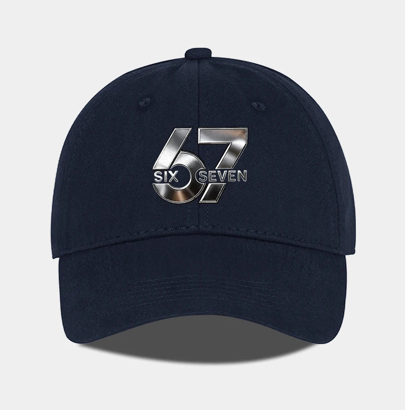 Metallic Number 67 "Six Seven" Print Baseball Cap Adjustable Unisex Streetwear Sun Hat