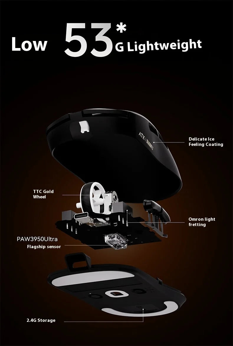 Rato Gaming Sem Fios ATK A9 Plus A9/A9 SE/A9 Pro Tri-Mode 8K Leve A9 Ultimate E-sports PC Presente Personalizado