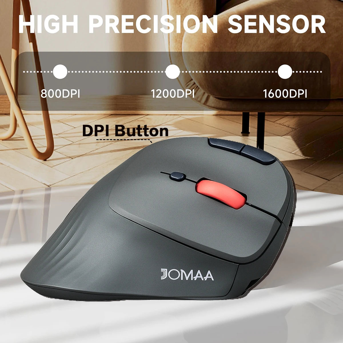 Bezprzewodowa mysz trackball JOMAA, pionowa, ładowalna mysz z kulką, ergonomiczna, cicha mysz gamingowa do komputerów z Windows