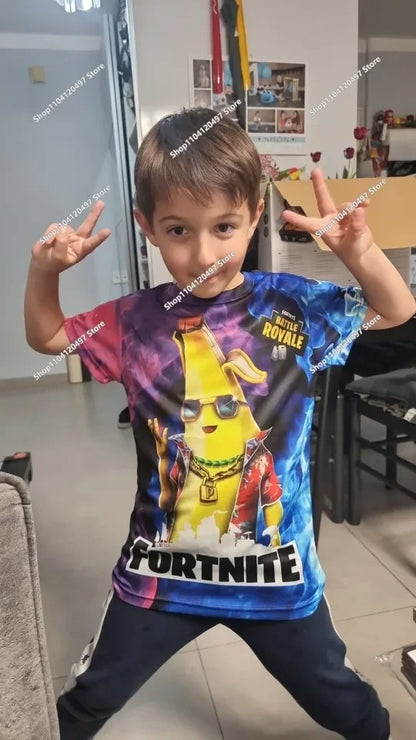 Fortnites Theme Birthday Number T-Shirt Summer Child White Clothes Cartoon Hot Game Short Sleeve Tees Casual Tops Funny Gifts
