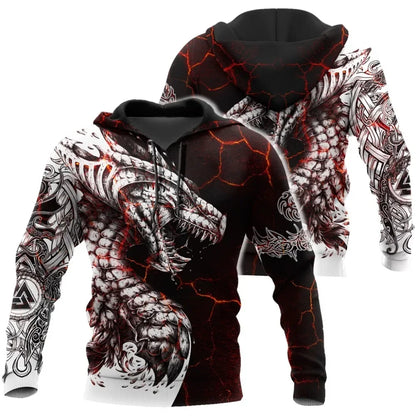 Black & White Tattoo Dragon 3D Printed Men Hoodies Sweatshirt Unisex Streetwear Zipper Pullover Casual Jacket Tracksuits KJ0192