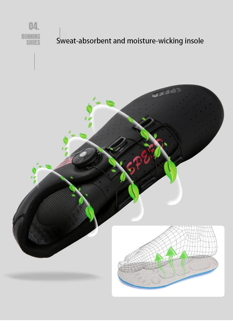 Professional Cycling Shoes Rubber Outsole Knob Buckle Shoes MTB Women Lockless Indoor Cycling Men Cross-Country Cycling Shoes