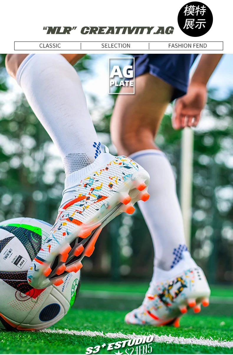 Professional Football Boots Men Breathable Mesh Soccer Cleats Anti Skid Fast Sneakers Fashion Artificial Grass Male Soccer Shoes