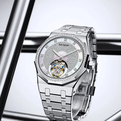 AESOP Echte Fliegende Tourbillon Mechanische Skeleton Uhr Für Mann Luxus Wasserdichte Armbanduhren Saphir Spiegel Gradienten new