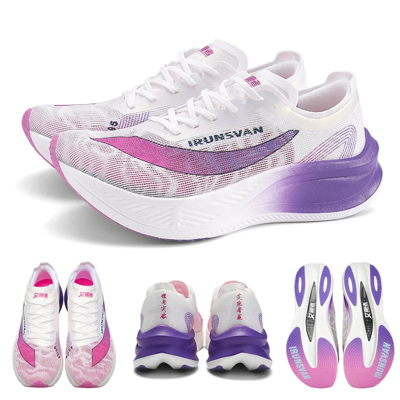 IRUNSVAN Nylon Carbon Plate Professional Marathon Running Shoes for Men Lightweight Cushioning Training Outdoor Sneakers for Women