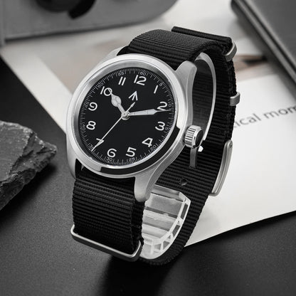Relógio de Quartzo Vintage Militar Militado ML08 V2 com Movimento VH31, Vidro Duplo de Safira, Luminescência C3 BGW-9, Impermeável, 38mm