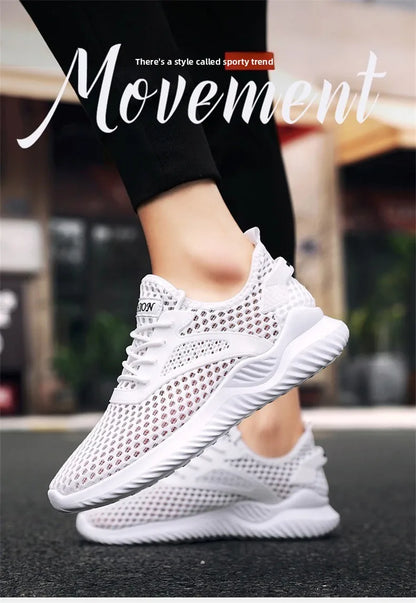 Breathable Mesh Running Shoes Men's Low Cut Slip-On Sports Sneakers Flat Heel Lightweight Comfortable Unisex Trainers