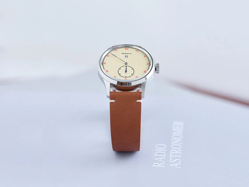 Milifortic Jumping Hour Auto R077 Vintage Small Seconds ST17 Movement Jump Hour Salmon Dial Men Watches