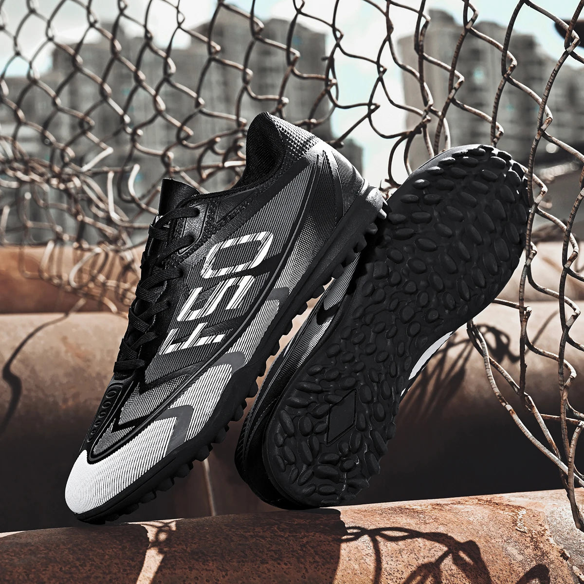 Breathable TF Soccer Shoes Men Women Kids PU+Fabric Non-Slip Wear-Resistant Rubber Sole Training Shoes