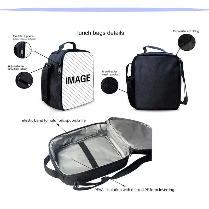 Child Insulated Large Capacity Bag for Boy Girl Student Hot Game Outdoor Picnic Resuable Thermal Cooler Lunch Box F-FortniteS
